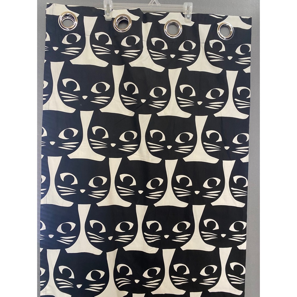 IKEA MATTRAM Cat Curtains Black White Grommet Panels 57x98 2 Panels Halloween